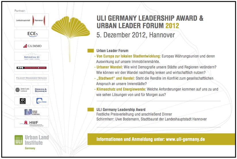 Urban Leader Forum &amp; Leadership Award 2012